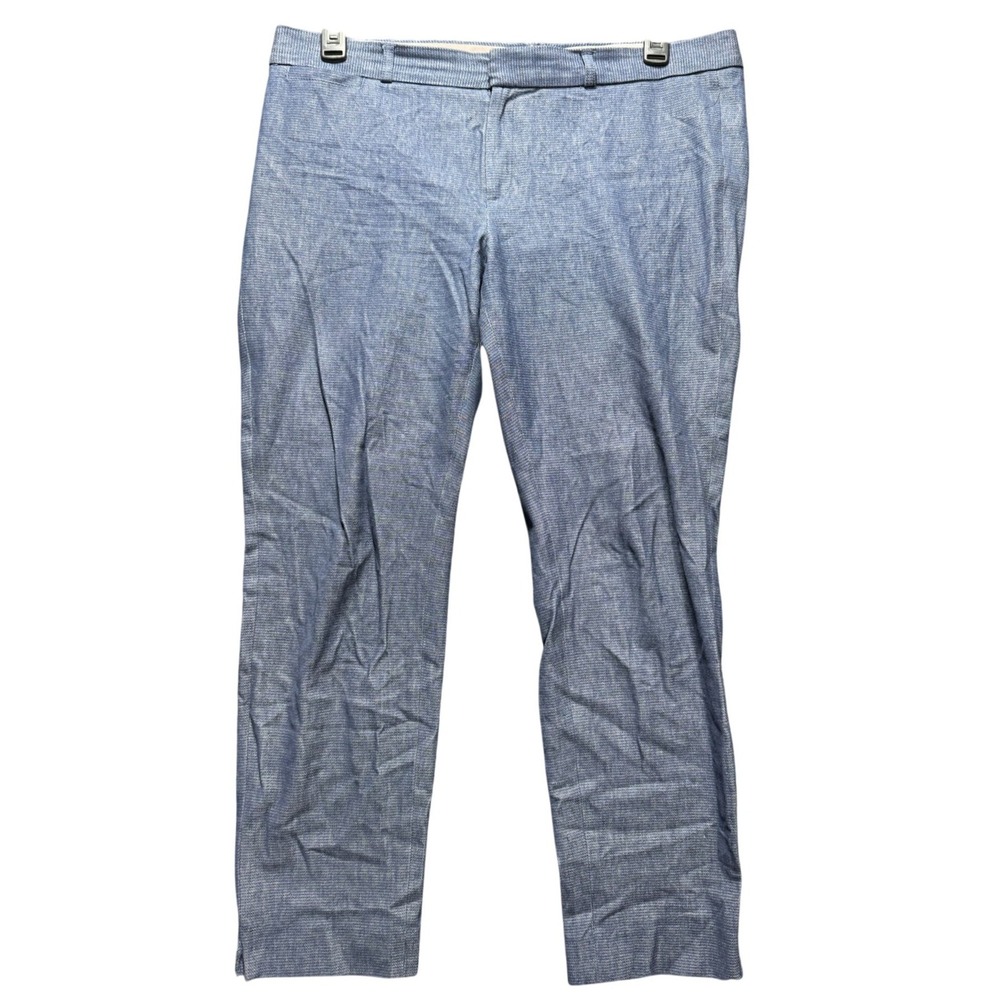 Banana Republic Sloan Pants Women 12 Blue Textured Ankle Trousers S/402119-00